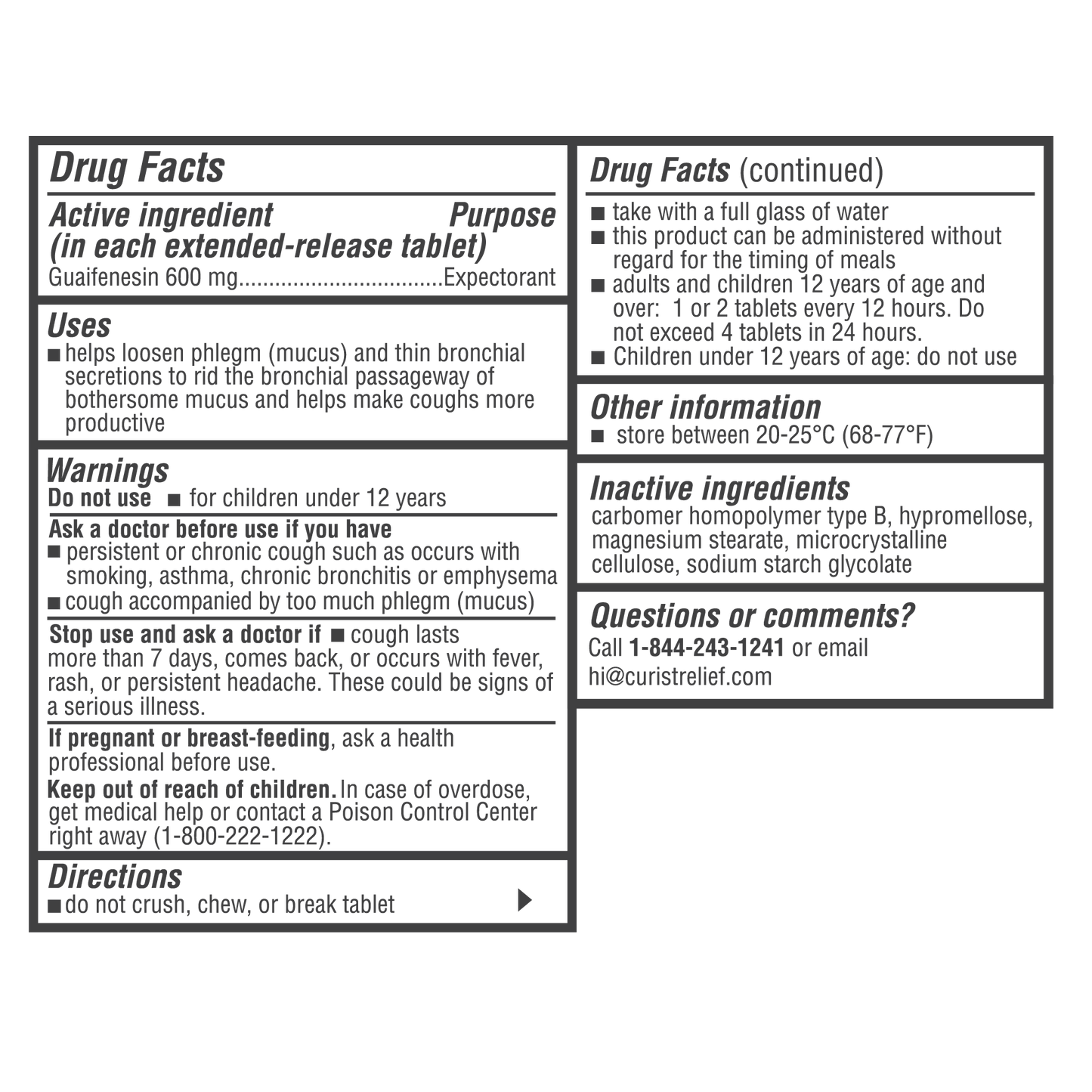 Mucus Relief (guaifenesin 600 mg), 200 ct