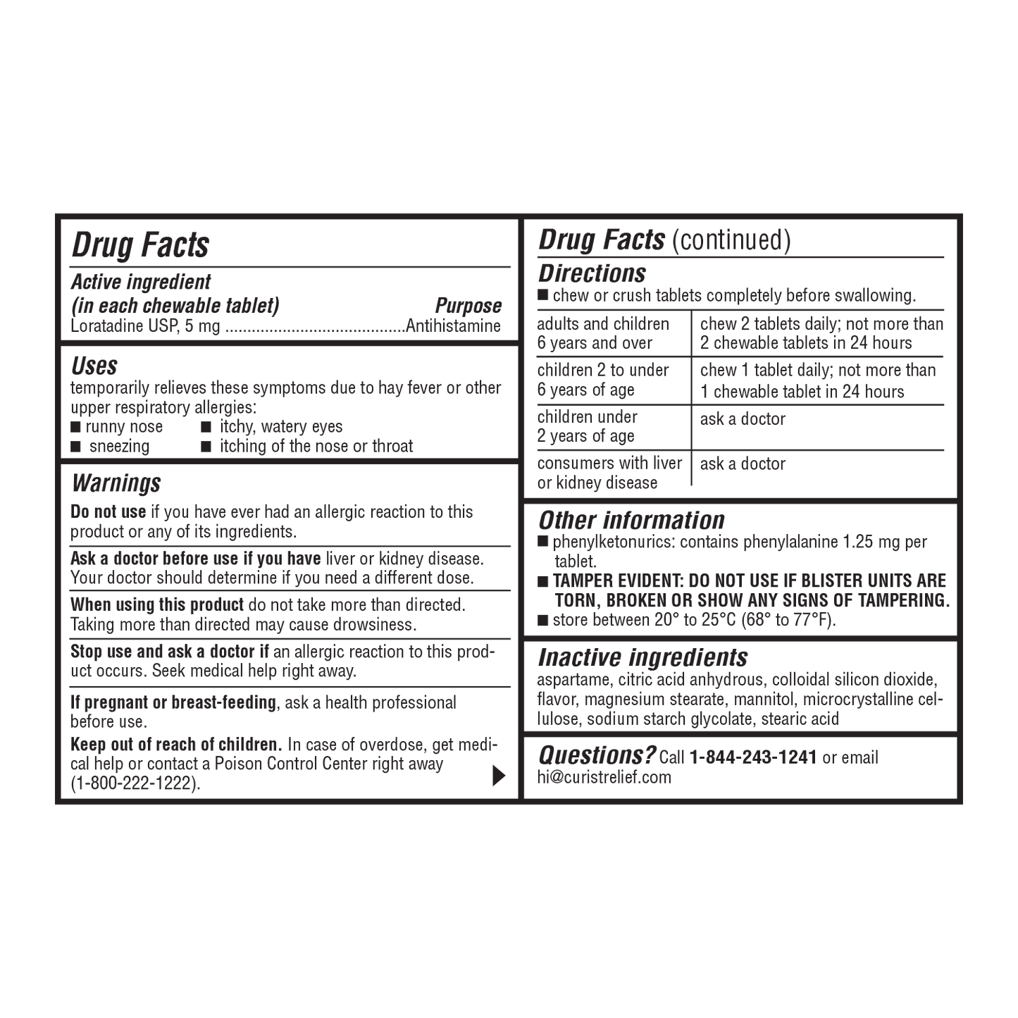 Children’s Allergy Relief (loratadine 5 mg), 60 ct