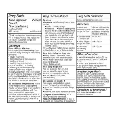 Hives Relief (fexofenadine 180 mg), 60 ct